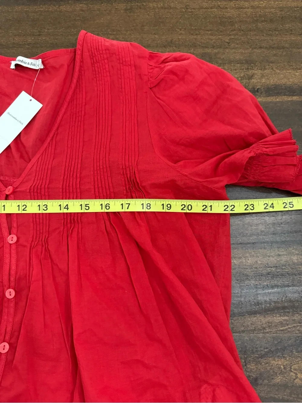 Abercrombie & Fitch Red V-Neck Button Front Blouse